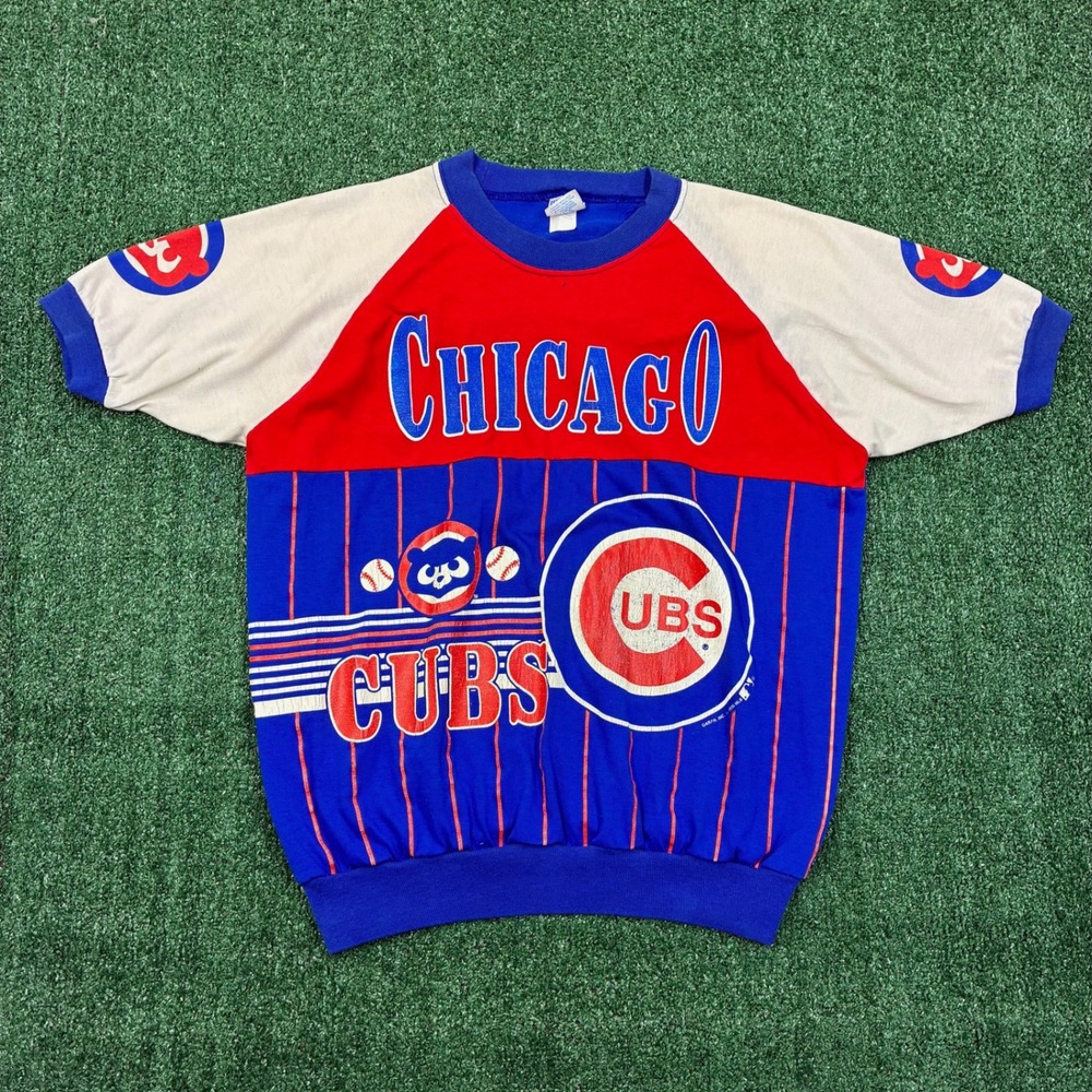Vintage 80s Garan Chicago Cubs T-shirt MLB Baseball Pinstripe Raglan Mens L